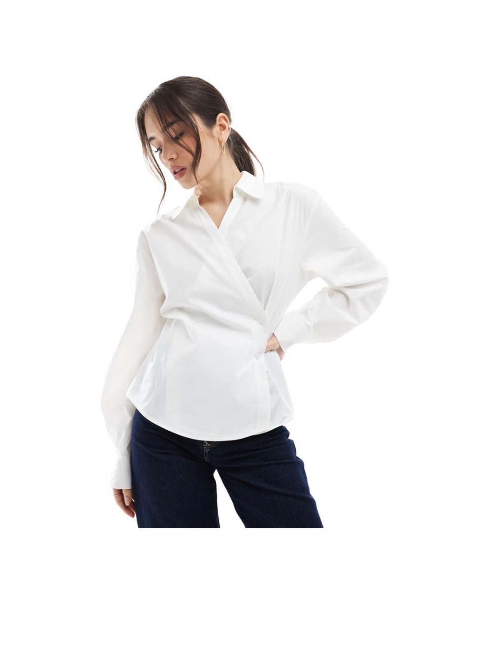 ASOS White Wrap-Style Button Down Shirt